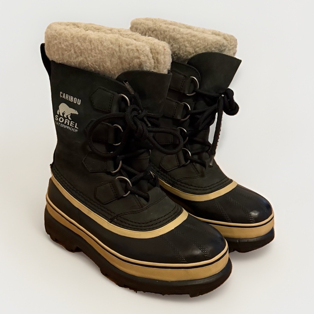 Sorel Caribou Waterproof Snow Boots Women's 6 Black Winter Boots
